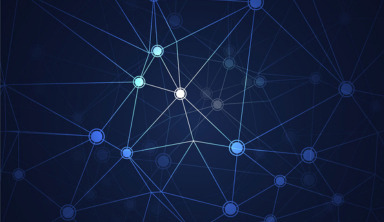 Visual representation of network architecture with interconnected systems and data flow icons.